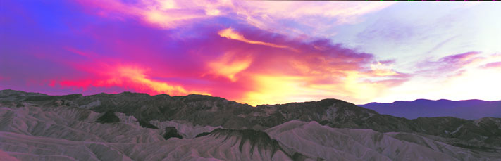 Panoramic Landscape Photography Brilliant Sunset at Golden Canyon, Death Valley
